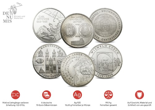 Euro silbermünzen brd - 6, 10